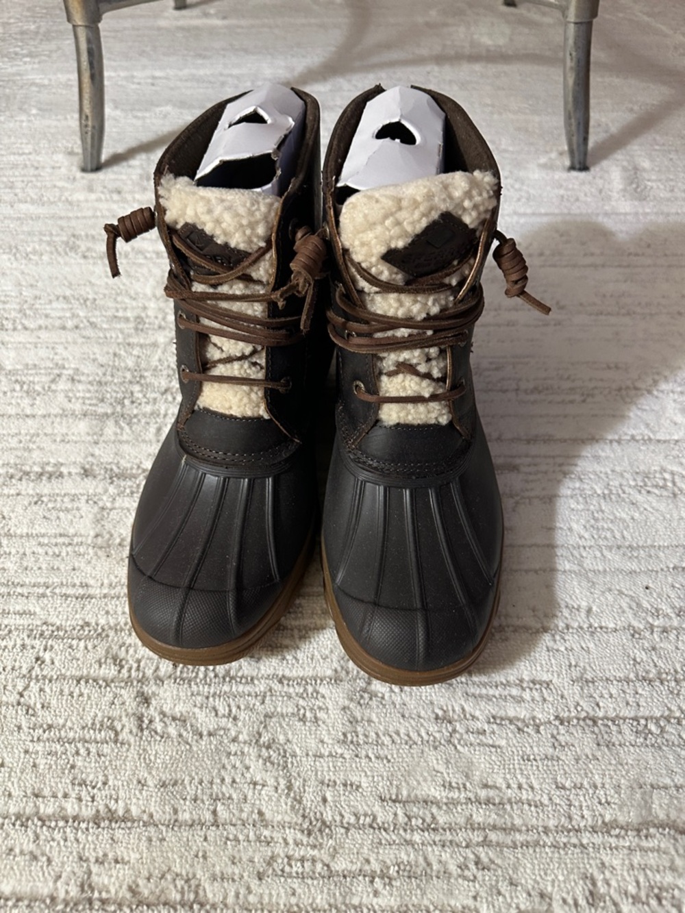 Women’s new without box size 8 Brown Duck Boots with Shearling Trim